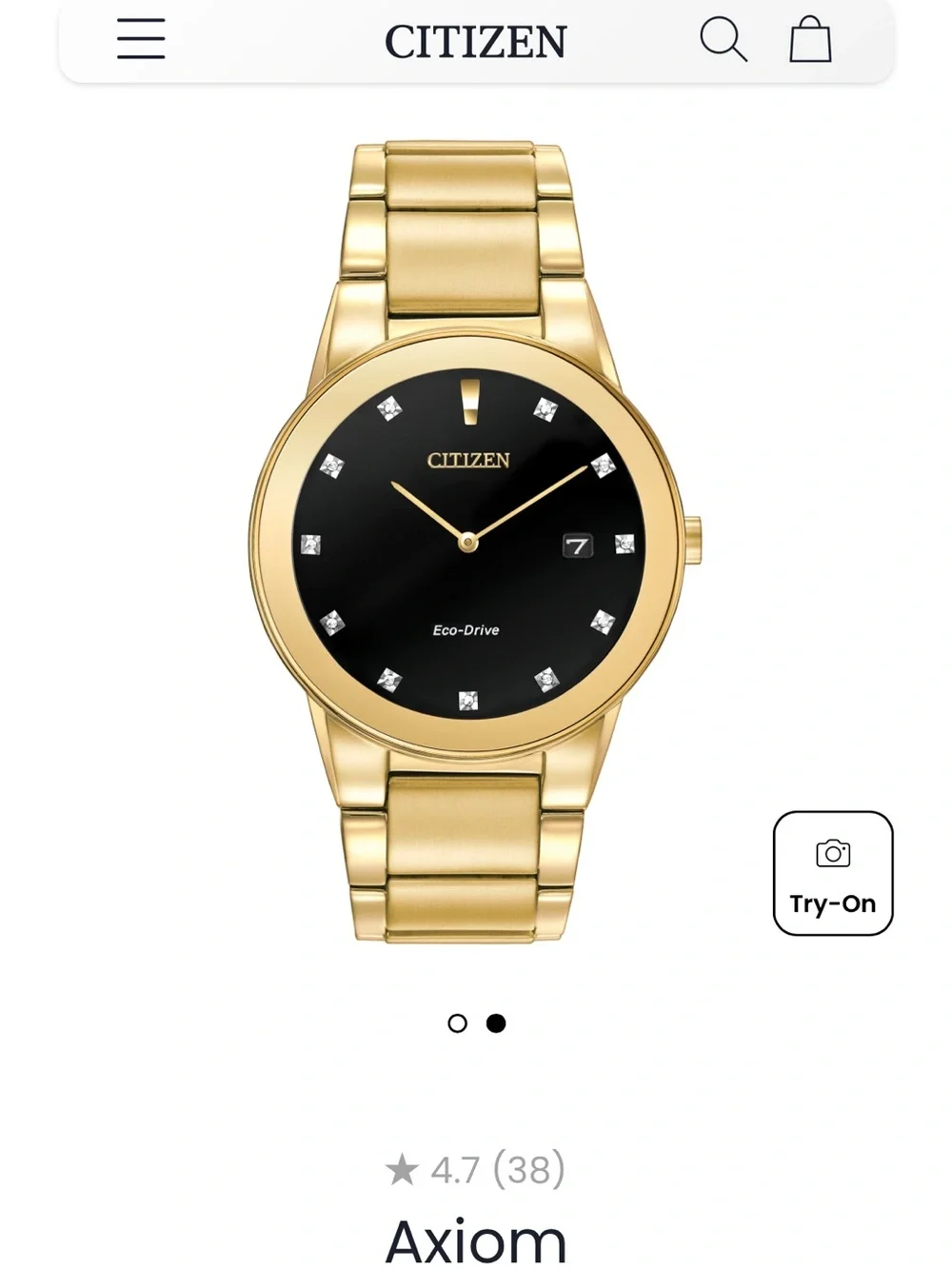 Citizen Axiom Eco-Drive Watch with Black Dial and Crystal Markers